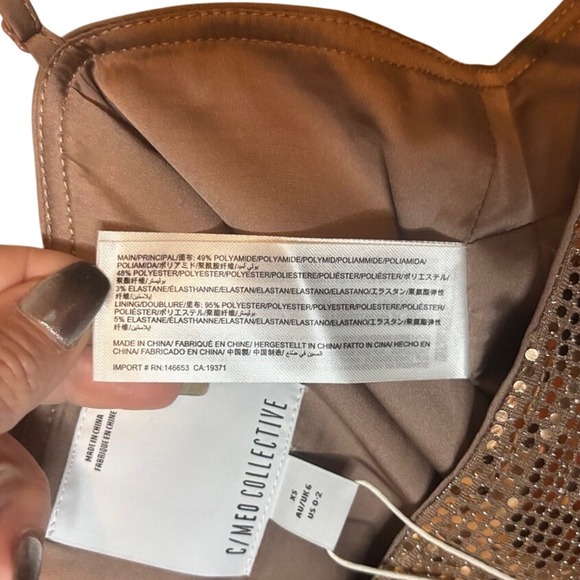 C/MEO Collective Rose Gold Sequin Crop Top NWT XS Party Holiday Glam - Picture 6 of 6